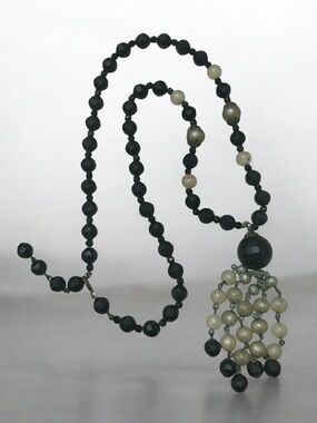 Authentic Antique Circa 1890 Mourning Style Sautoir Tassel Necklace
